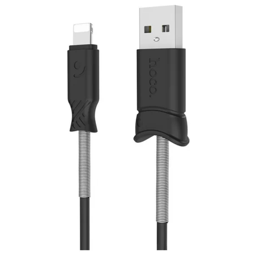 Кабель Hoco X24 Pisces USB - Lightning, 1 м, 1 шт., черный дата кабель hoco x24 pisces usb type c с пружиной 1 м белый