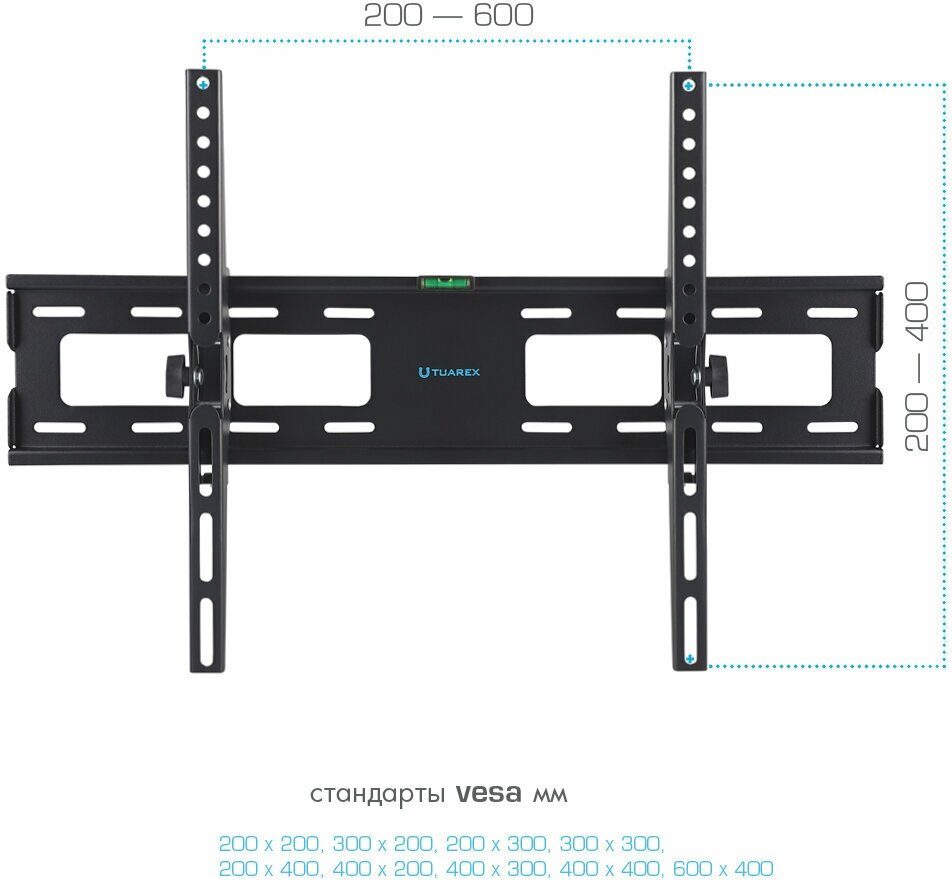 Кронштейн Tuarex OLIMP-202 black, настенный для TV 32"-90"? от стены 48мм, наклон ±15, нагрузка макс 45 кг, VESA 600x400 - фото №5
