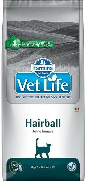 Vet Life Cat Hairball корм для выведения комочков шерсти у кошек Диетический, 2 кг.
