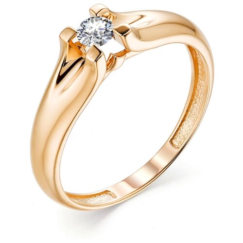 фото Алькор кольцо с 1 бриллиантом из красного золота 13175-100, размер 18