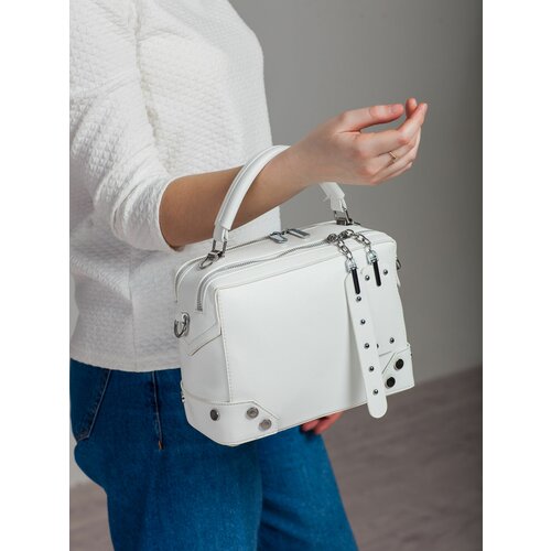 фото Сумка кросс-боди , фактура зернистая, белый lilay