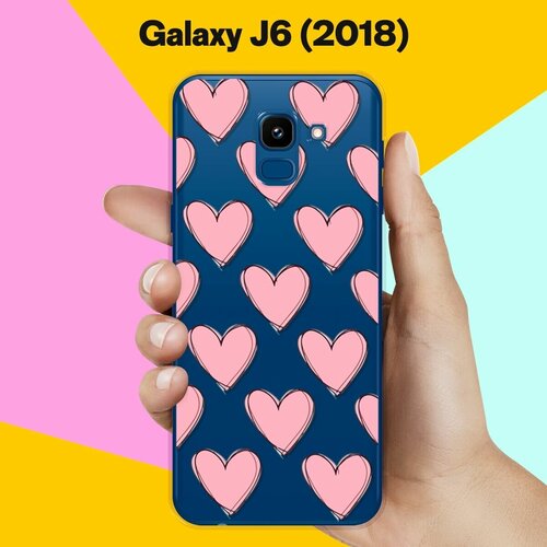 Силиконовый чехол Узор из сердец на Samsung Galaxy J6 (2018)