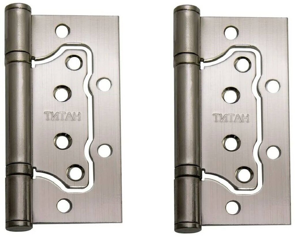 Петли дверные (2 шт) Титан 100x75x2.5 мм (без вреза накладные на левые и правые двери)