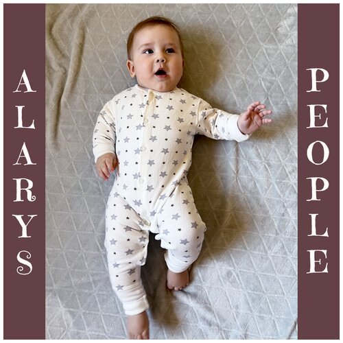 фото Комбинезон alaryspeople, футер, хлопок 100%, на кнопках, размер 86, белый