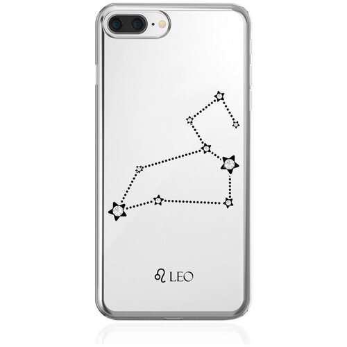 Прозрачный силиконовый чехол с кристаллами Lux для iPhone 7/8 Plus Знак зодиака Лев Leo для Айфон 7/8 Плюс