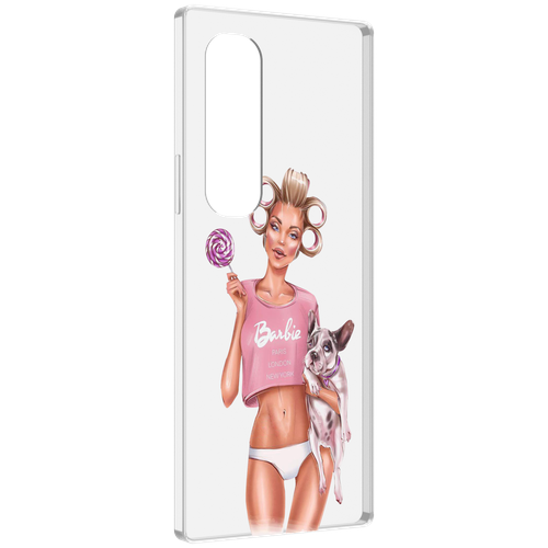 Чехол MyPads Барби-с-собачкой женский для Samsung Galaxy Z Fold 4 (SM-F936) задняя-панель-накладка-бампер