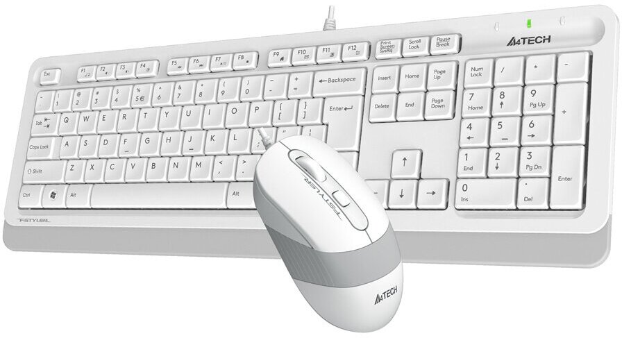Комплект (клавиатура+мышь) A4 Fstyler F1010, USB, проводной, белый [f1010 white] - фото №6