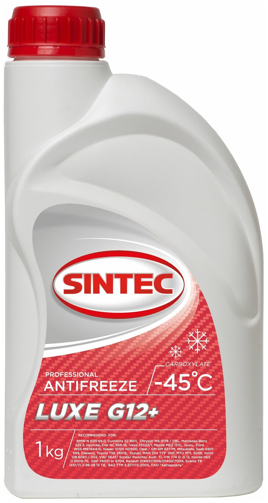 Sintec Antifreeze G12+ Антифриз Готовый Розовый -45 (1кг / 0,92л)_пл SINTEC арт. 613502