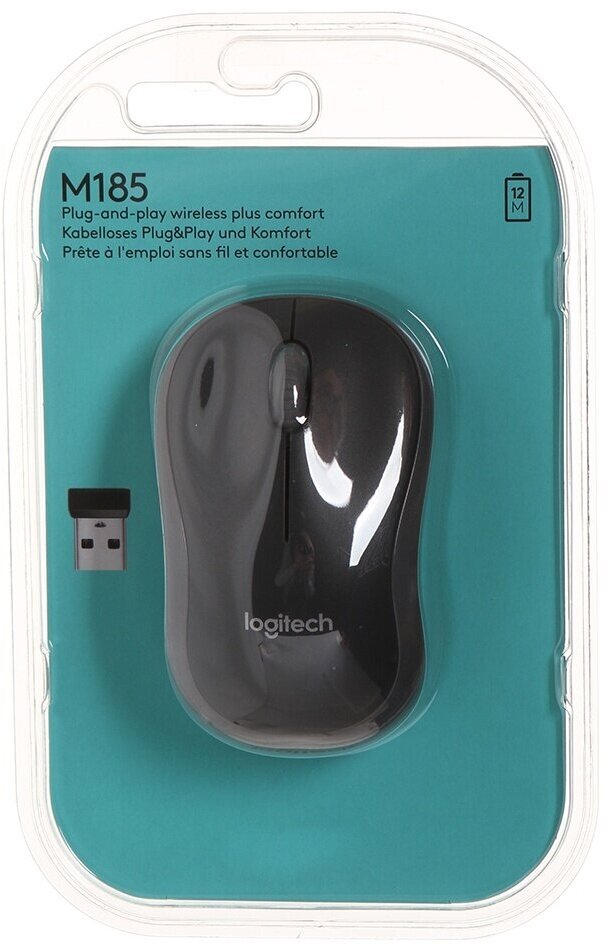 Мышь беспроводная Logitech M185, grey (910-002238) - фото №20