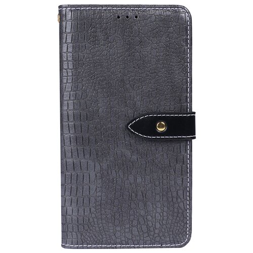 фото Чехол-книжка mypads для nokia 7.1 с фактурной прошивкой рельефа кожи крокодила с застежкой и визитницей серый