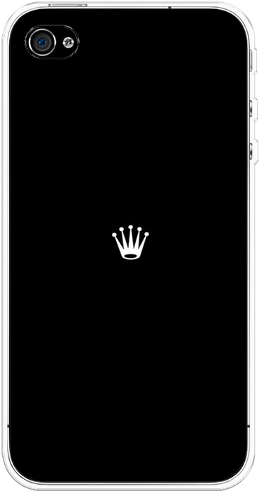 Силиконовый чехол на Apple iPhone 4/4S / Айфон 4/4S Белая корона на черном фоне