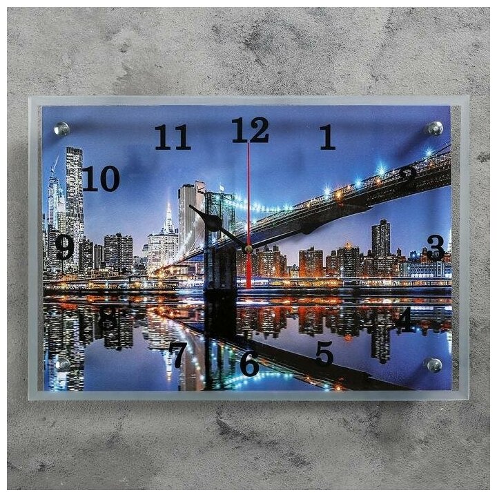 Сюжет Часы настенные серия: Город "Бруклинский мост" 25х35 см микс