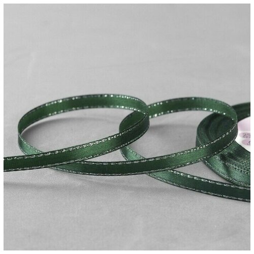 Лента атласная Серебряные нити, 6 мм x 23 м, цвет зеленый номер 049 лента атласная 10 мм x 23 м цвет зеленый номер 19