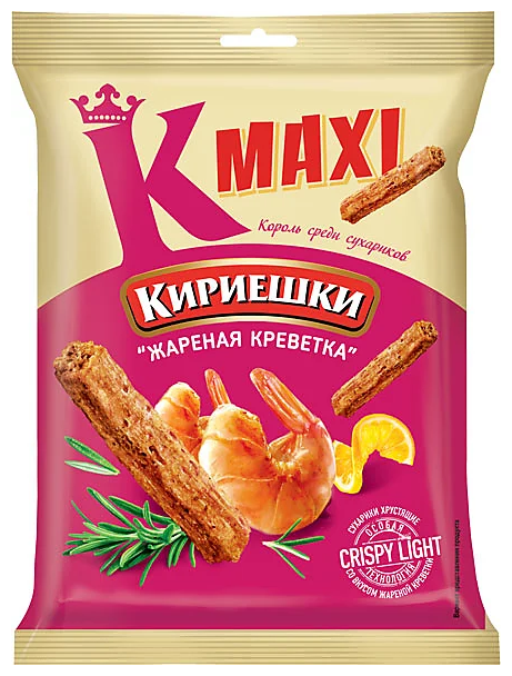 Кириешки Maxi, сухарики со вкусом жареных креветок, 60 г
