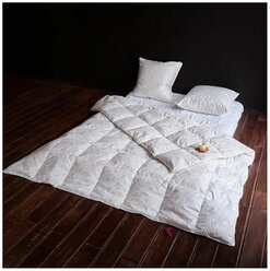 Одеяло пуховое, классическое, чехол хлопок 100 %, 1,5 спальное, 140х205