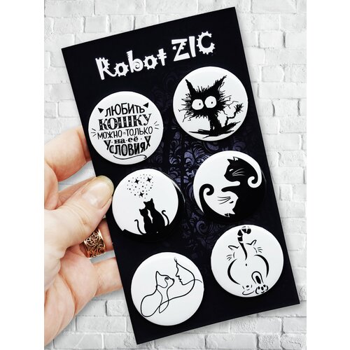 Комплект значков Robot ZIC, 6 шт., серый