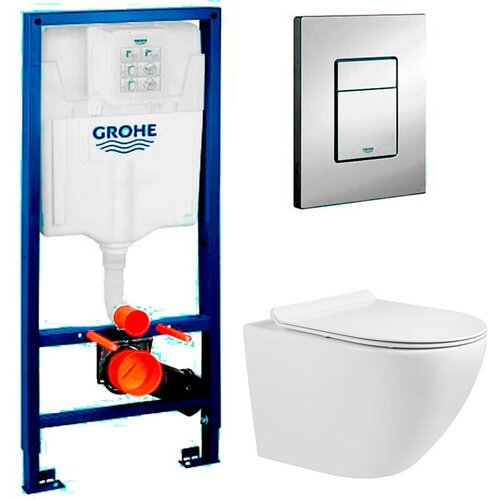 Инсталляция Grohe Rapid SL 38772001 + унитаз Meer MR-2100 безободковый с сиденьем инсталляция grohe rapid sl 38772001 унитаз cersanit carina clean on slim безободковый с сиденьем