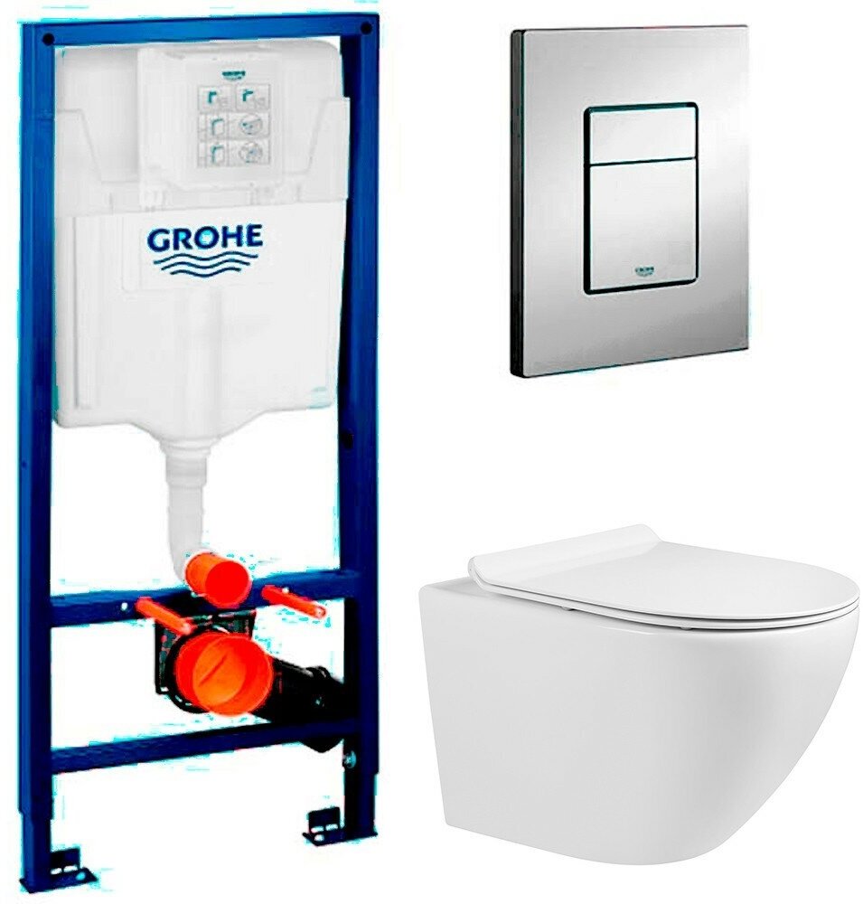 Инсталляция Grohe Rapid SL 38772001 + унитаз Meer MR-2100 безободковый с сиденьем