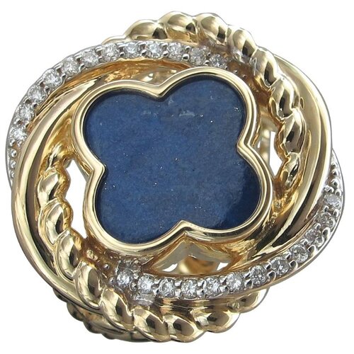 фото Эстет кольцо с лазуритом и бриллиантами из жёлтого золота 01к6313308-2, размер 18