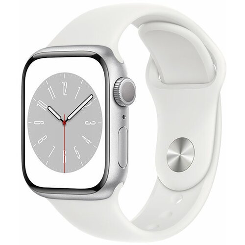 Смарт часы Apple Watch Series 8 GPS 41mm Silver Aluminium Case with White Sport Band - Regular MP 8891800₽