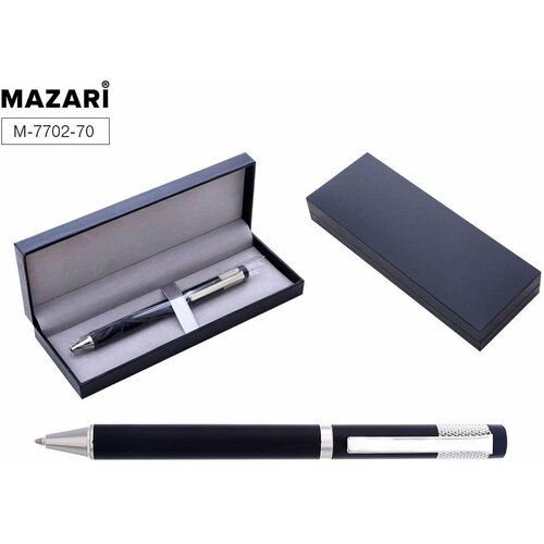 Ручка в футляре механическая (поворотная) Fortis S 0,7мм металлический черный/серебристый корпус синяя (картонная упаковка) (26931)