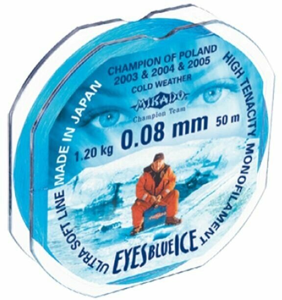Рыболовная Монофильная Леска для зимней рыбалки со льда EYES Blue (Mikado), 25м, 0.08мм
