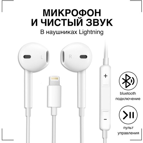 Наушники проводные GQbox Разъем Lightning для Apple iPhone 7 8 X 11 12 1314 TOP Качество и Звук 86900₽