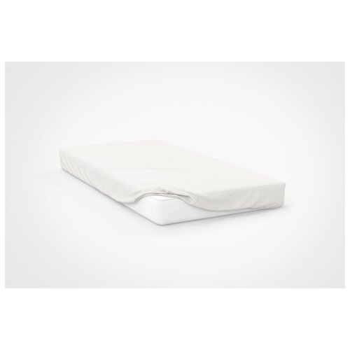 Трикотажная простыня на резинке Amore Mio 160х200х20 см 2 спальная, ррикотаж, хлопок, однотонный белый