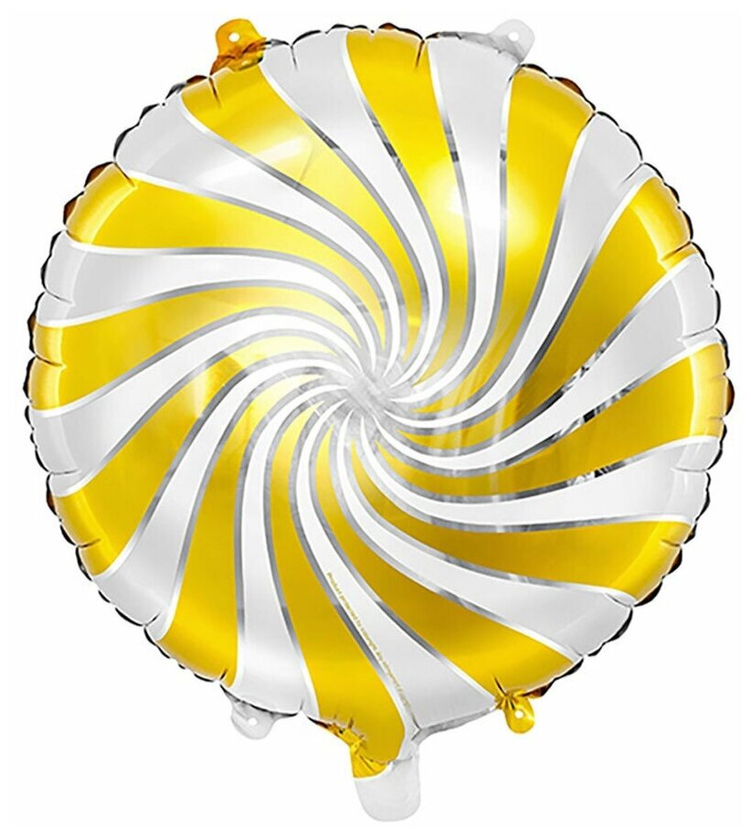 Воздушный шар фольгированный PartyDeco Леденец, золотой, 45 см