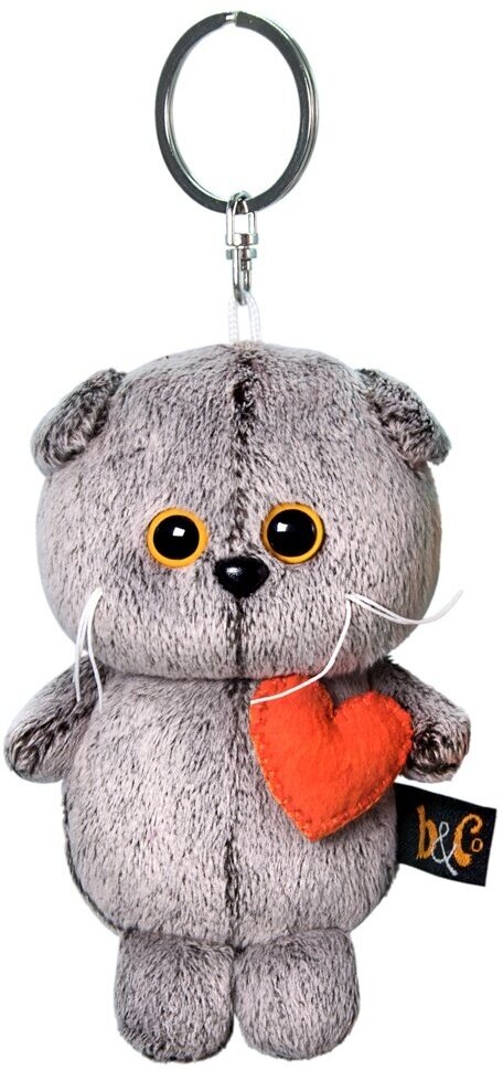 Мягкая игрушка-брелок Basik&Ko Кот Басик с сердечком, 12 см (АВВ-012)