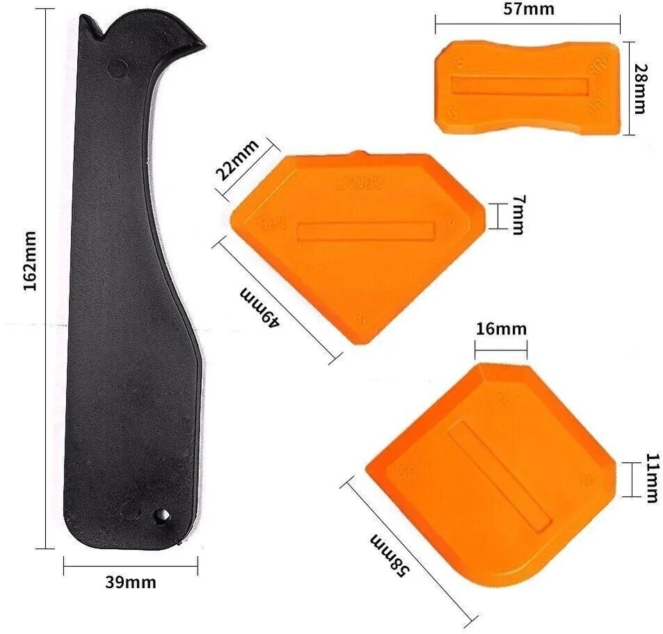 Набор шпателей для удаления, нанесения и выравнивания герметика и затирки для плиточных швов и углов,
