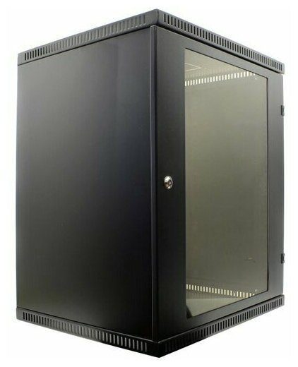 Шкаф коммутационный C3 Solutions WALLBOX (NT084703) настенный 15U 600x520мм пер.дв.стекл направл.под закл.гайки 225кг черный 470мм 25кг 744мм IP20 сталь - фото №1