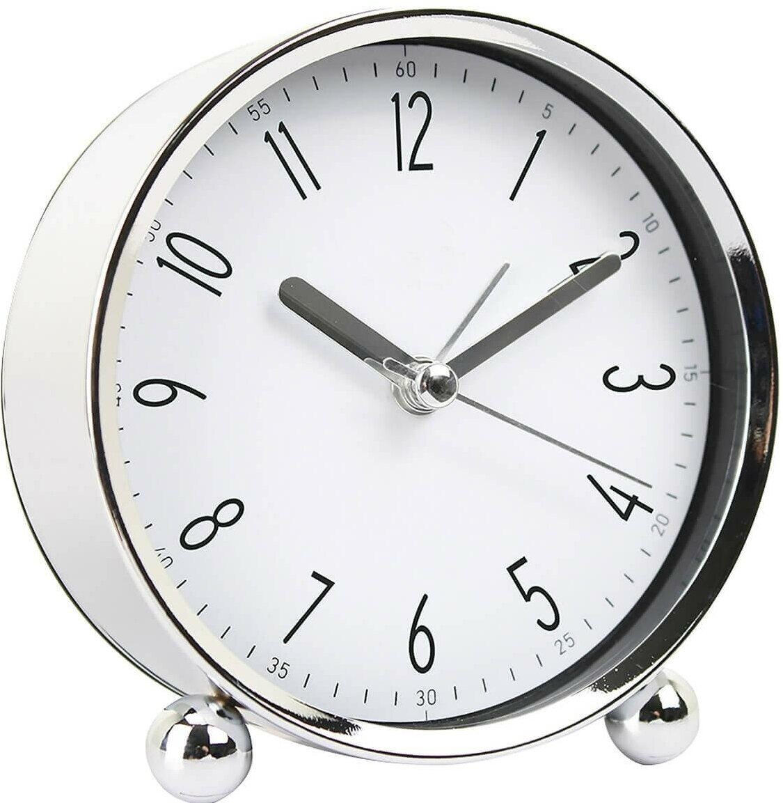 Часы-будильник с подсветкой в форме круга Apeyron d-11.5 см арабский циферблат бесшумный механизм с плавным ходом хром MLT2207-519-4