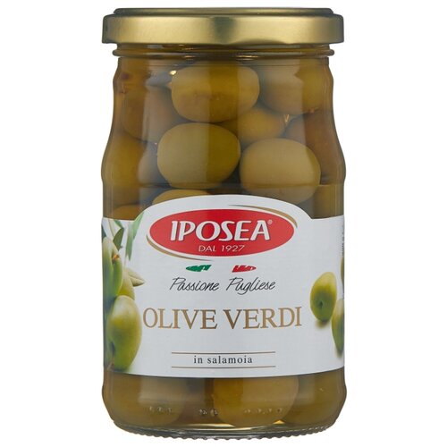 фото Iposea оливки целые с косточкой, стеклянная банка 290 г