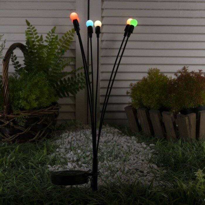 Садовый светильник на солнечной батарее "Шарики", 68 см, 6 LED, свечение мульти