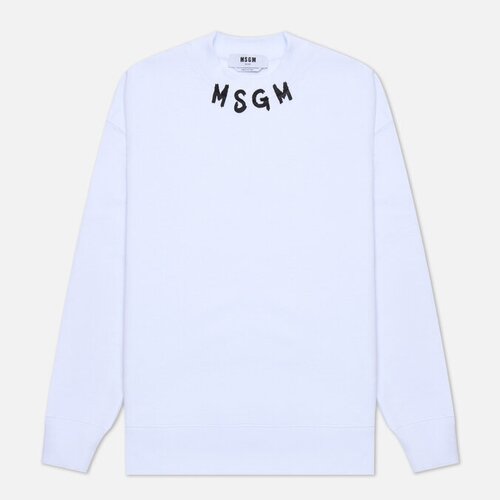 фото Мужская толстовка msgm script logo neck белый, размер s