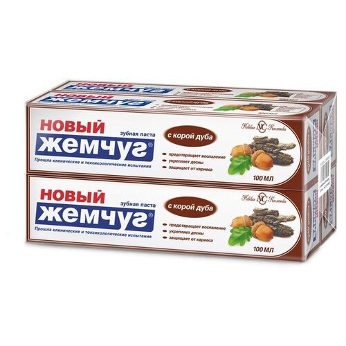 Зубная паста Новый Жемчуг С корой дуба, 100 мл, 4 шт.