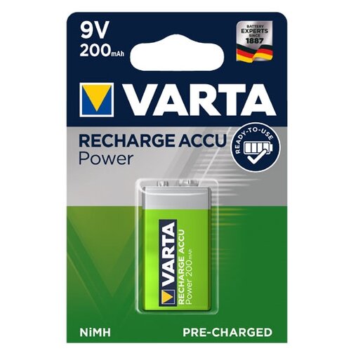 Аккумулятор Ni-Mh 200 мА·ч 9 В VARTA Recharge Accu Power 9 V 200, в упаковке: 1 шт.