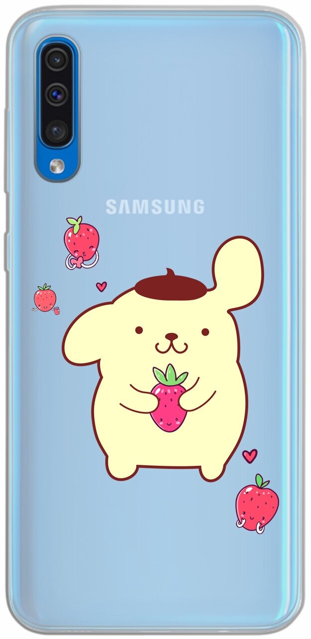 Силиконовый чехол Mcover для Samsung Galaxy A50 с рисунком Собака с клубникой