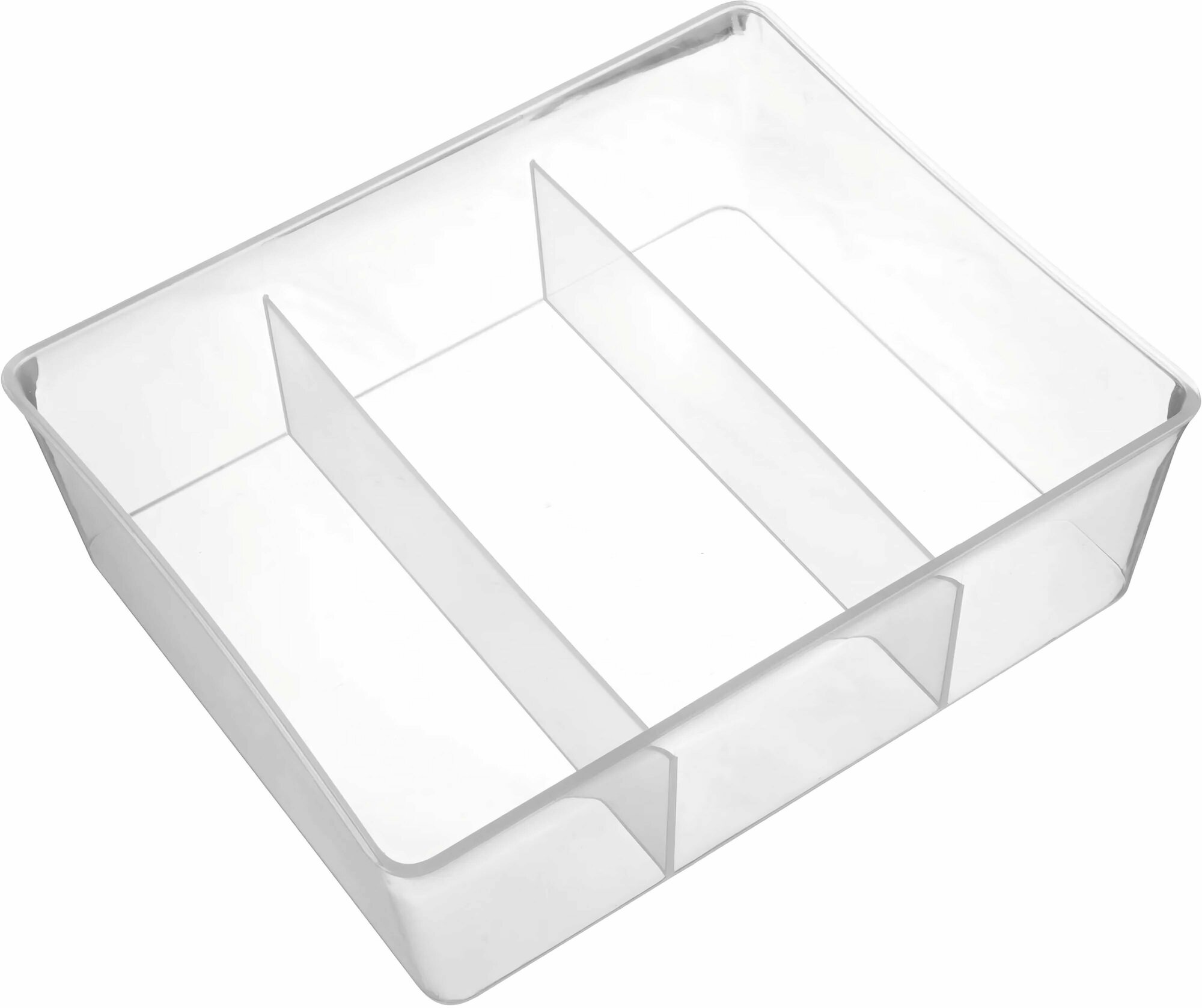 Лоток, 20x16x6 см: прозрачный, позволяет организовать пространство ящика для столовых приборов