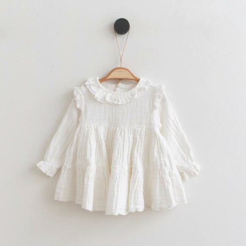 Платье детское из муслина, белое, размер 6-9 месяцев