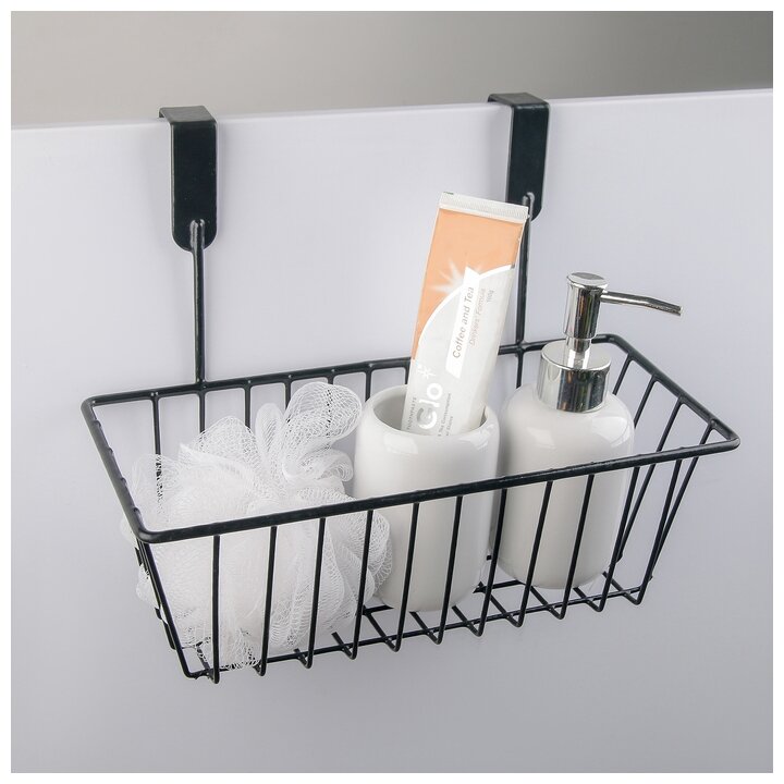 Корзина подвесная, органайзер-полка металическая, кухонный держатель для посуды , 28×15×22 см, цвет микс - фотография № 5