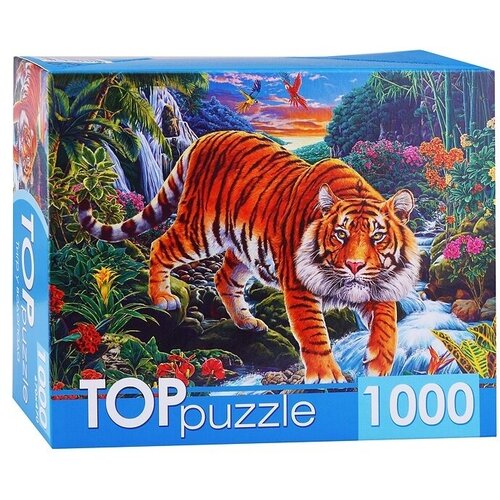 пазлы рыжий кот 1000 деталей top puzzle австрия гальштат гитп1000 2153 Пазлы Рыжий кот Тигр у водопада, 1000 деталей, в коробке (ФТП1000-9854)