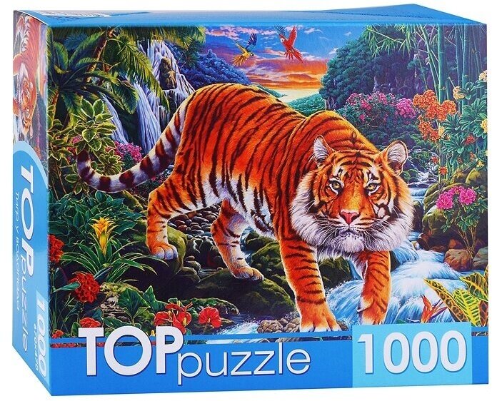 Пазлы Рыжий кот "Тигр у водопада", 1000 деталей, в коробке (ФТП1000-9854)