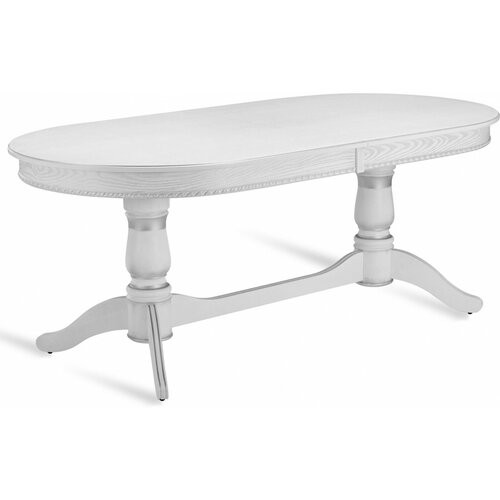 Стол кухонный деревянный раздвижной Барэнт 200(265)х100 Белый с серебряной патиной