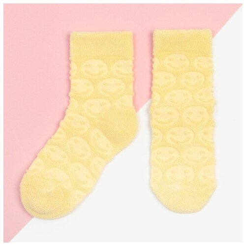 Носки для девочки махровые KAFTAN «Смайлики», размер 18-20 см, цвет жёлтый