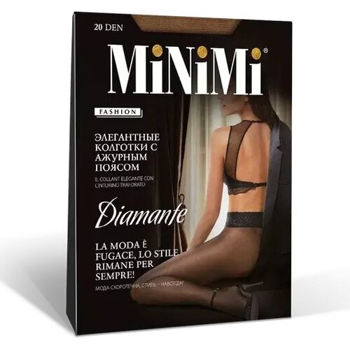 Колготки  MiNiMi MiNiMi DIAMANTE 20 (кружевной пояс) Daino 4 (L), размер 4, бежевый