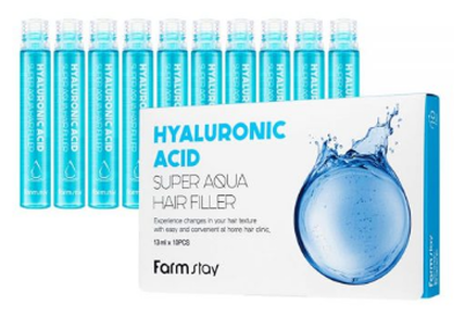 Farmstay Суперувлажняющий филлер для волос с гиалуроновой кислотой Hyaluronic Acid Super Aqua Hair Filler, 160 г, 13 мл, 10 шт., ампулы