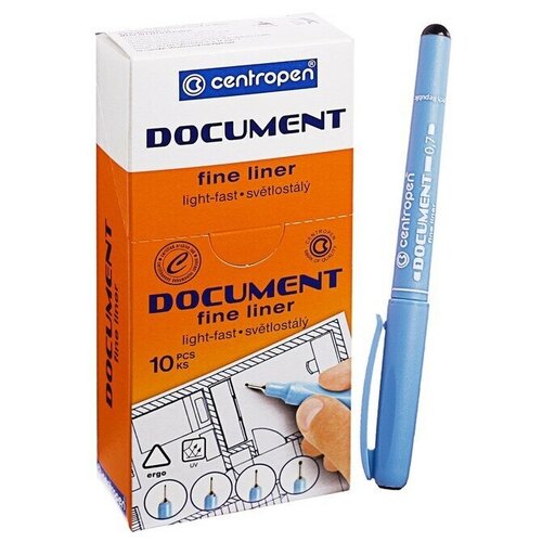 Ручка капиллярная, 0.7 мм, Document 2631, черная, длина письма 500 м, картонная упаковка (10 шт)
