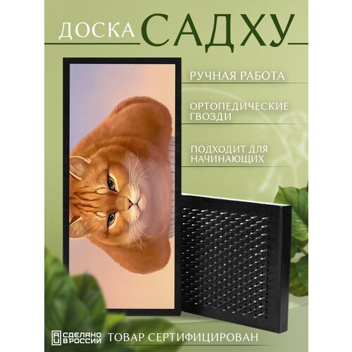 фото Доска садху с гвоздями для йоги с уф печатью животные звери котик милота - 3321 шаг 10мм сила души и тела